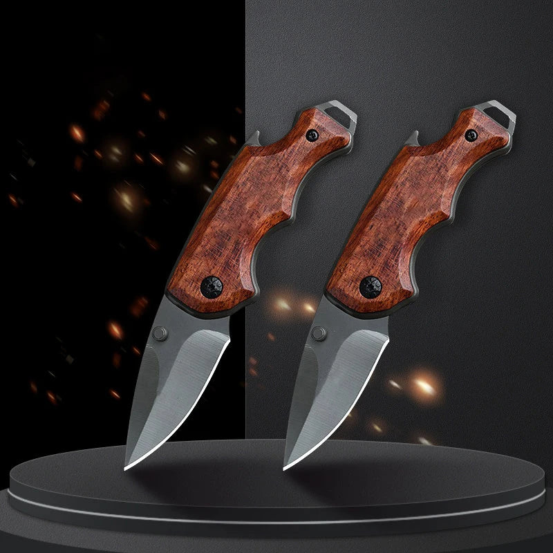 Folding Pocket Knife – Stainless Steel Blade & Wood Handle Folding Pocket Knife Axl 2pcs