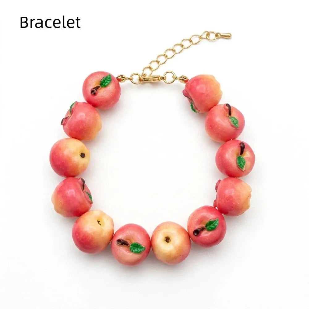 Layered Fruit Bead Necklace & Bracelet – Colorful Choker Bead Choker Necklace Axl Style 7