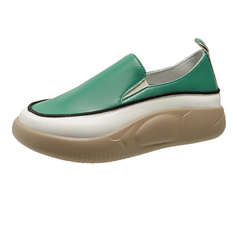 Women's Platform Slip-On Loafers – Casual Vulcanized Sneakers Platform Loafers Axl green 35