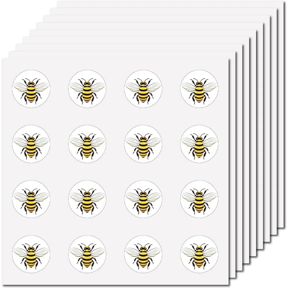 128Pcs Bee Round Stickers – Waterproof Self-Adhesive Cartoon Decals Craft Sticker Set Axl AECH04-17922