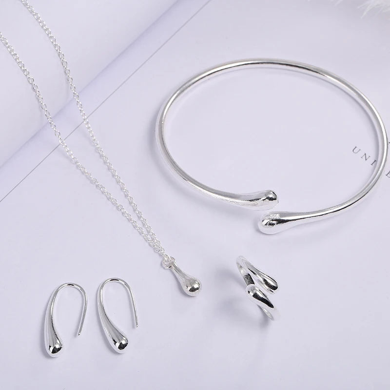 4-Piece Teardrop Jewelry Set – Necklace, Ring, Bracelet & Earrings Jewelry Set Axl