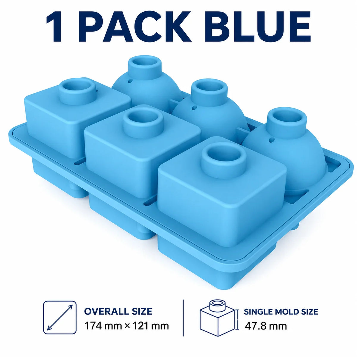 3D Diamond Silicone Ice Cube Tray 6 Cavity – Whiskey & Cocktails Silicone Ice Cube Tray Axl 1 Pack Blue