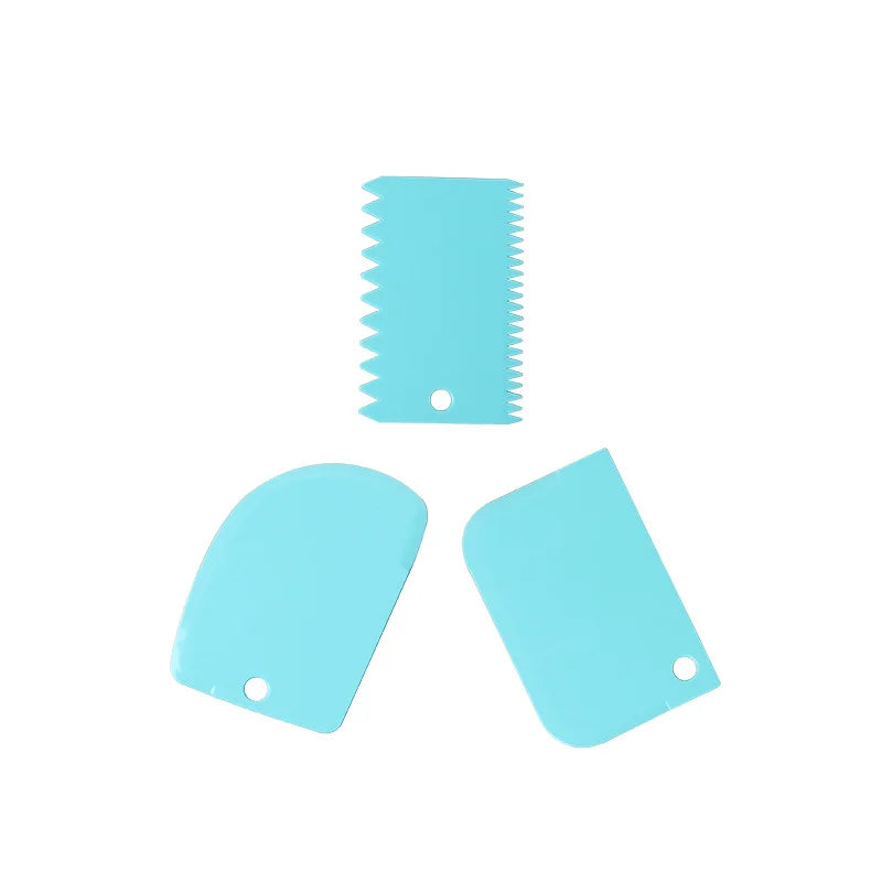 3-Piece Silicone Cake Scraper Set – Dough Cutter & Spatula Baking Scraper Set Axl blue