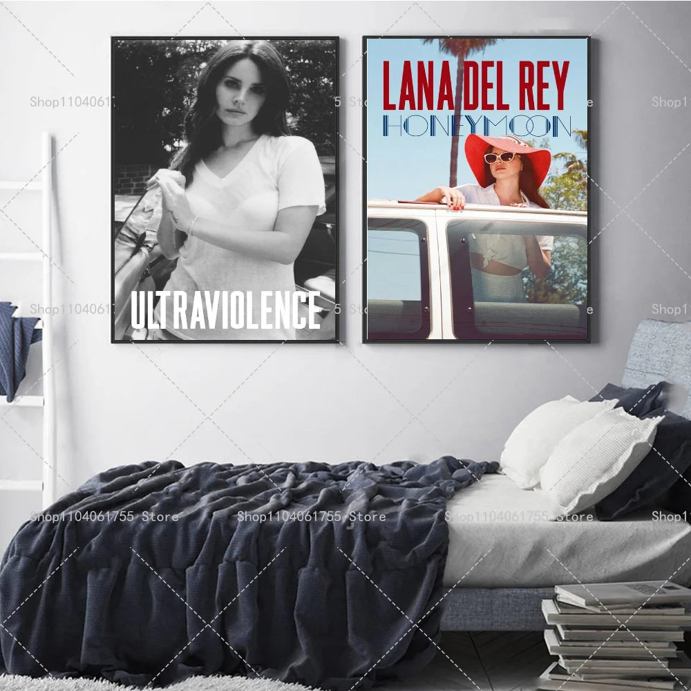 Lana Del Rey Music Poster – Self-Adhesive Waterproof Wall Sticker Music Wall Poster Axl