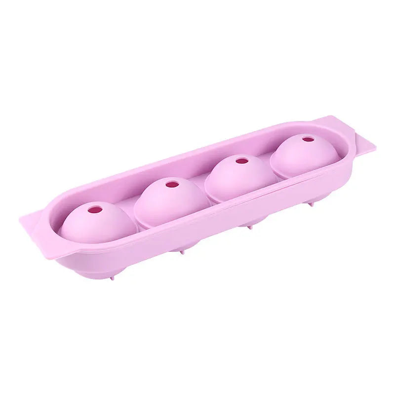 Large Silicone Ice Ball Mold – 4-Cavity Whiskey Ice Maker Ice Ball Mold Axl Light Purple