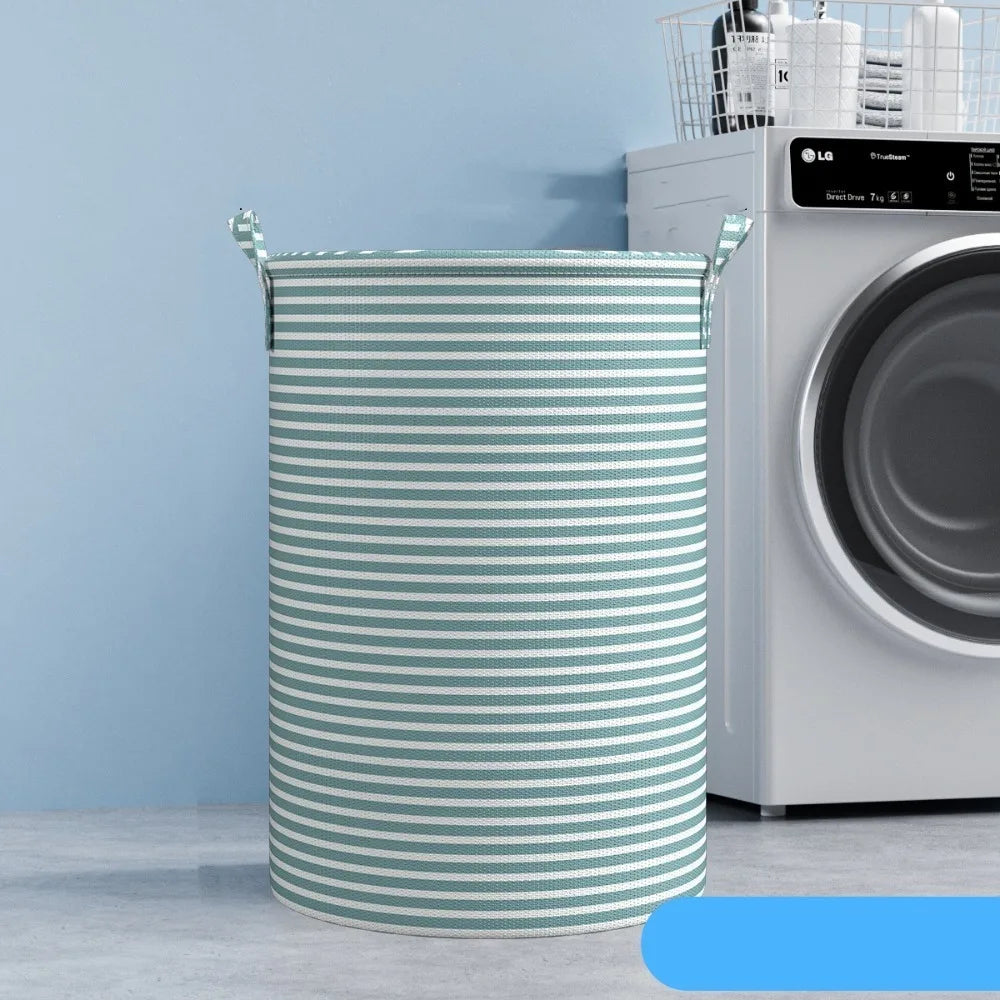 Foldable Cotton Linen Laundry Basket – Large Capacity Storage Laundry Basket Axl Blue Green XXL
