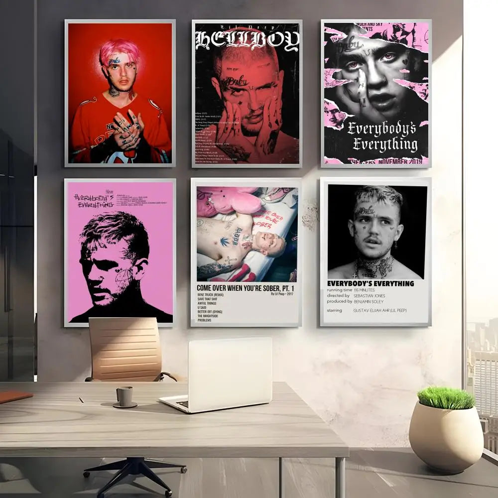 Lil Peep Self-Adhesive Wall Poster – Modern Music Art Sticker Wall Art Poster Axl
