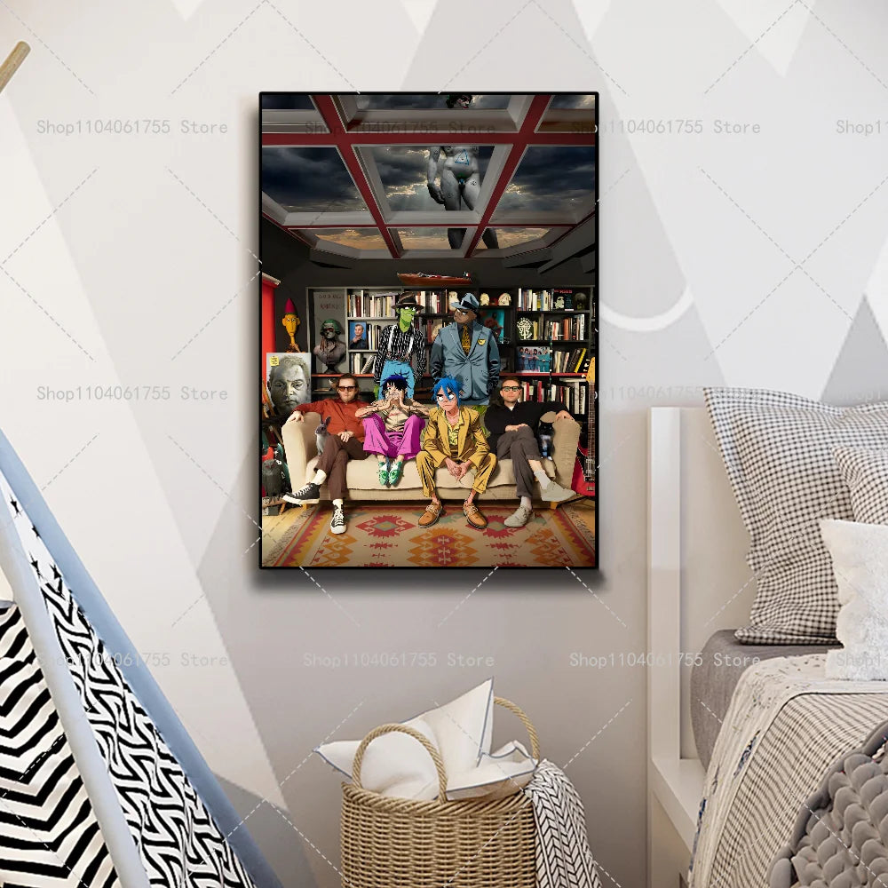 Gorillaz Music Poster – Self-Adhesive Waterproof Wall Art Sticker Wall Art Poster Axl