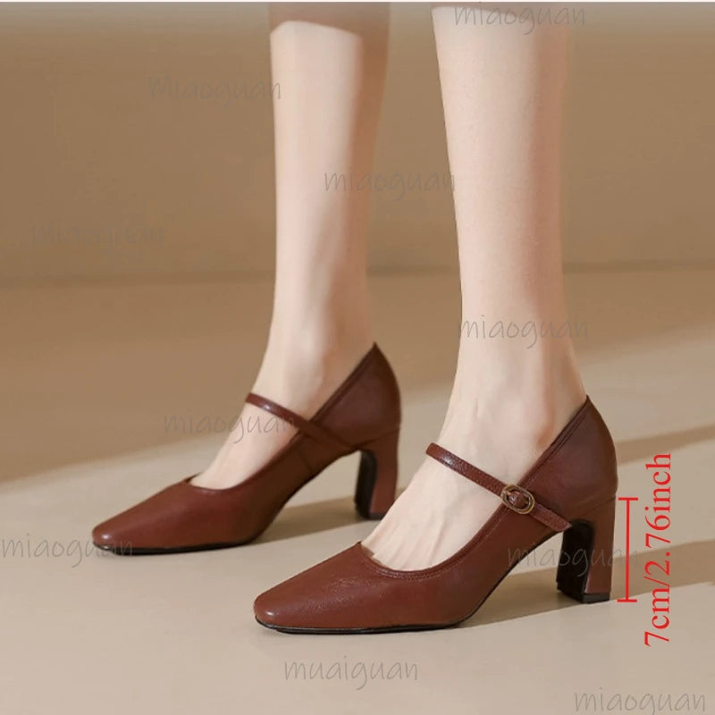 Women's Mary Jane Pumps – Square Heel Buckle Strap Heels Mary Jane Pumps Axl
