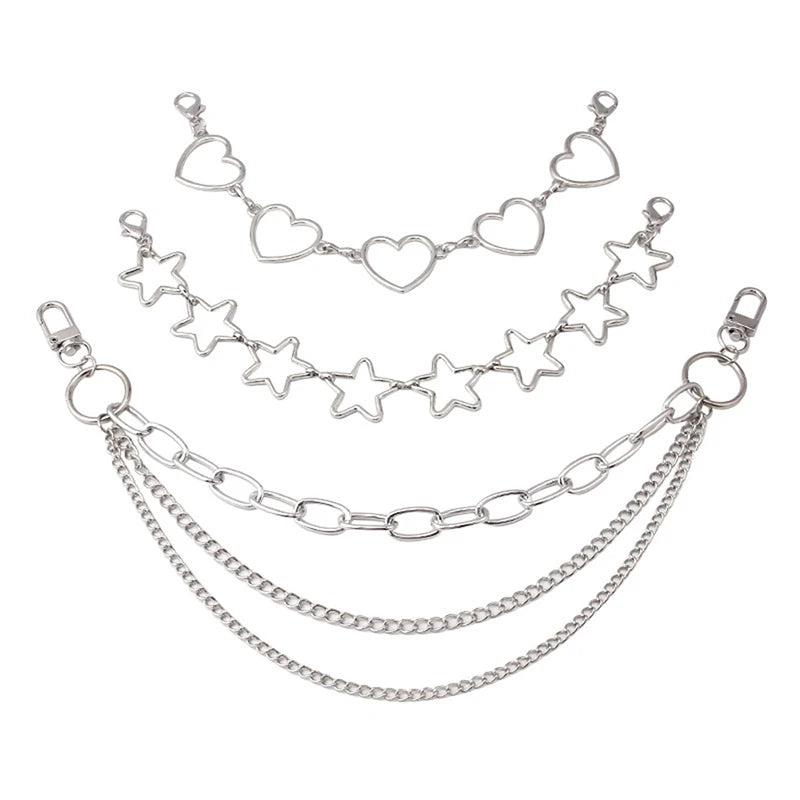 Multi-Layer Metal Chain Bag Strap – Butterfly Heart Star Pendant Bag Chain Strap Axl