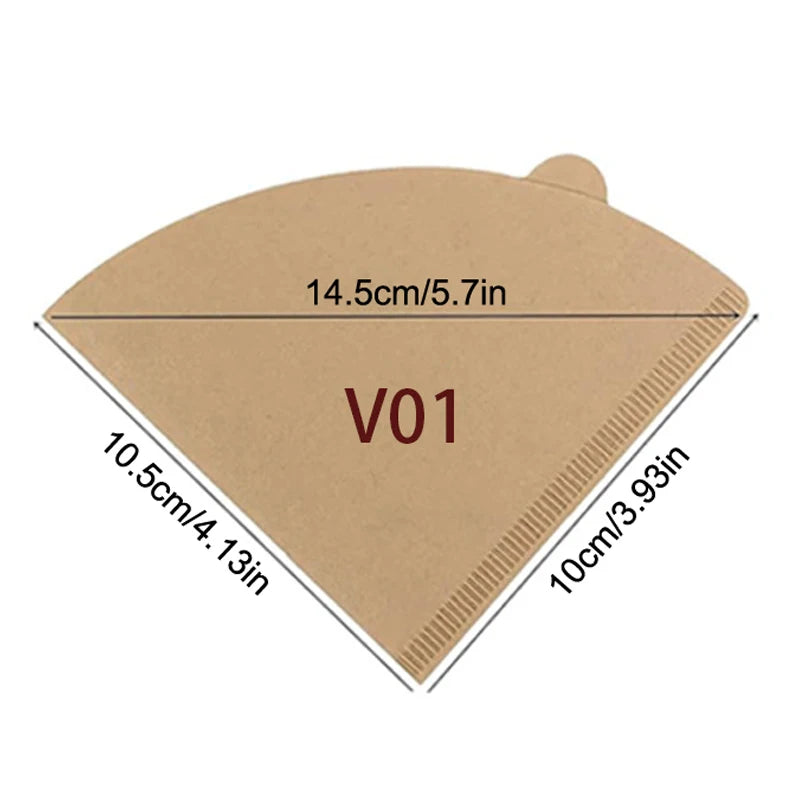 V-Shaped Wood Pulp Coffee Filter Papers – 50 or 100 Pack Coffee Filter Papers Axl