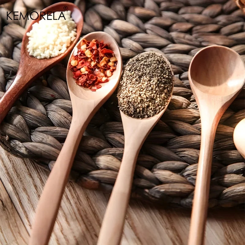 Wooden Tea & Coffee Spoons Set | Honey Dessert Stirrer Wooden Spoon Set Axl