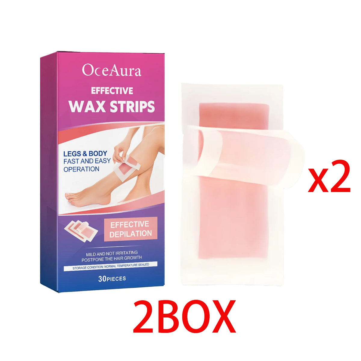 30-Pack Cold Wax Strips – Face, Leg & Underarm Hair Removal Wax Hair Removal Strips Axl Rose x 2BOX