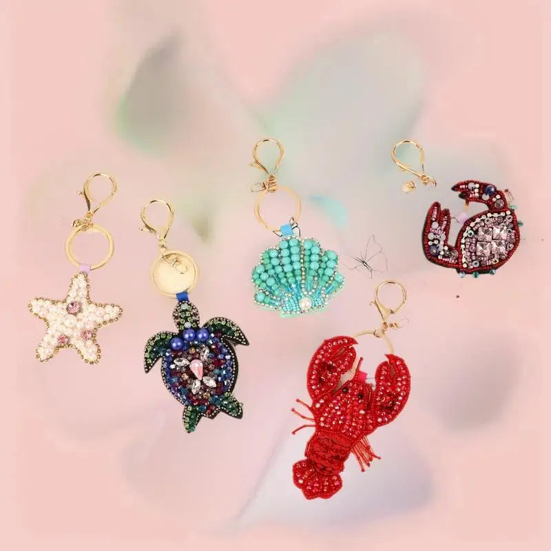 Rhinestone Beaded Bag Charm – Lobster Crab Turtle Pendant Bag Charm Pendant Axl