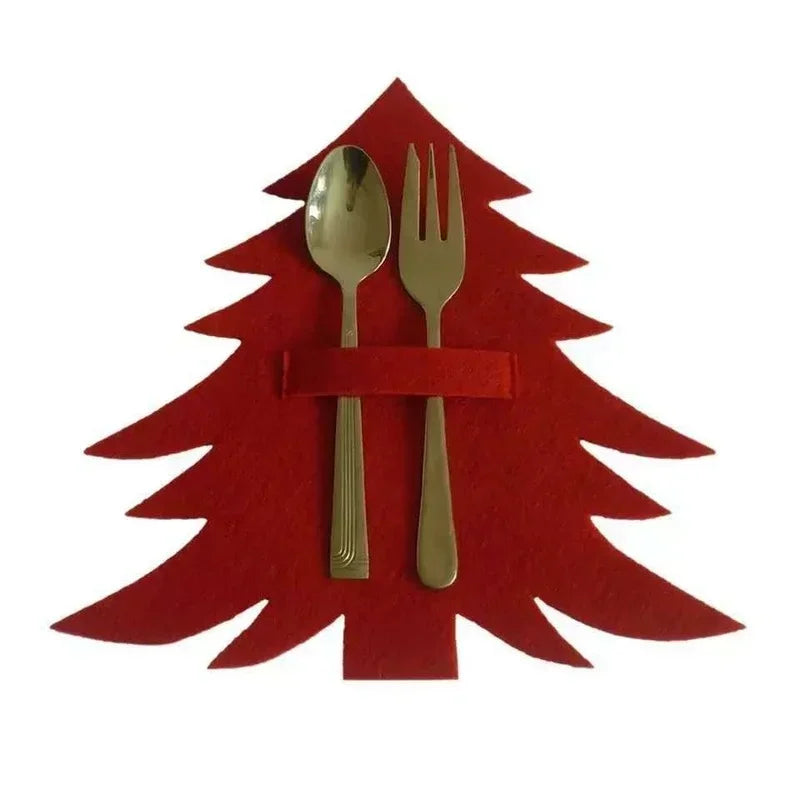 Christmas Tree Cutlery Holder – Festive Non-Woven Tableware Bag Cutlery Holder Bag Axl