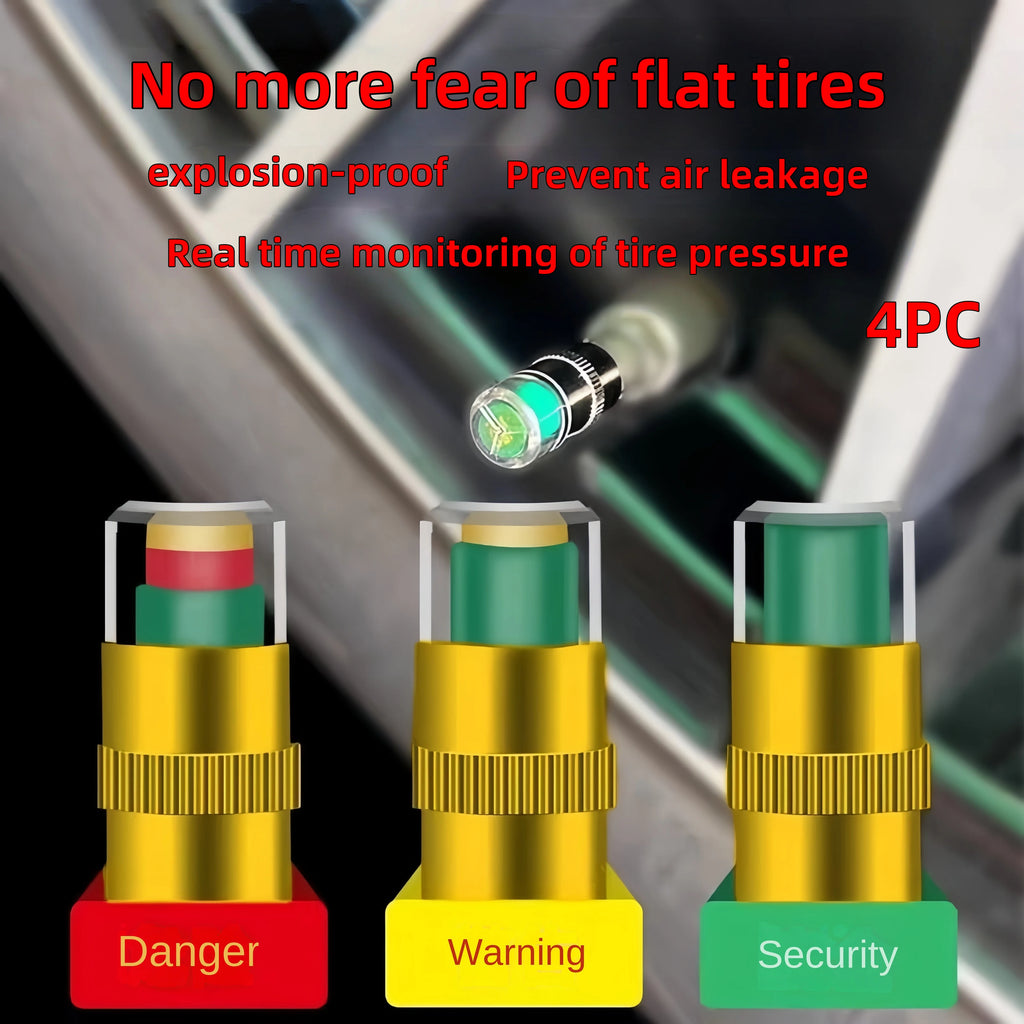 Tire Pressure Indicator Valve Caps 4-Pack | Visual Alert Tire Pressure Caps Axl