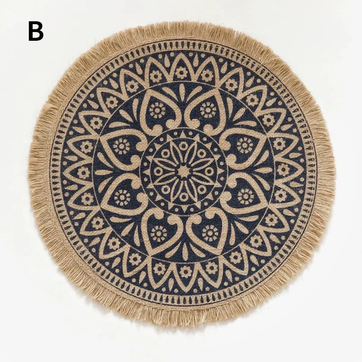 Nordic Round Floral Placemat – Cotton Linen Table Mat 37cm Table Placemat Axl B