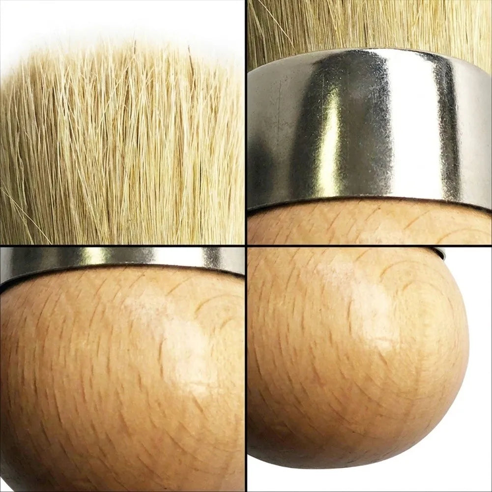 Round Wax Brush – Natural Bristle & Wooden Handle | Stencil Wax Brush Axl