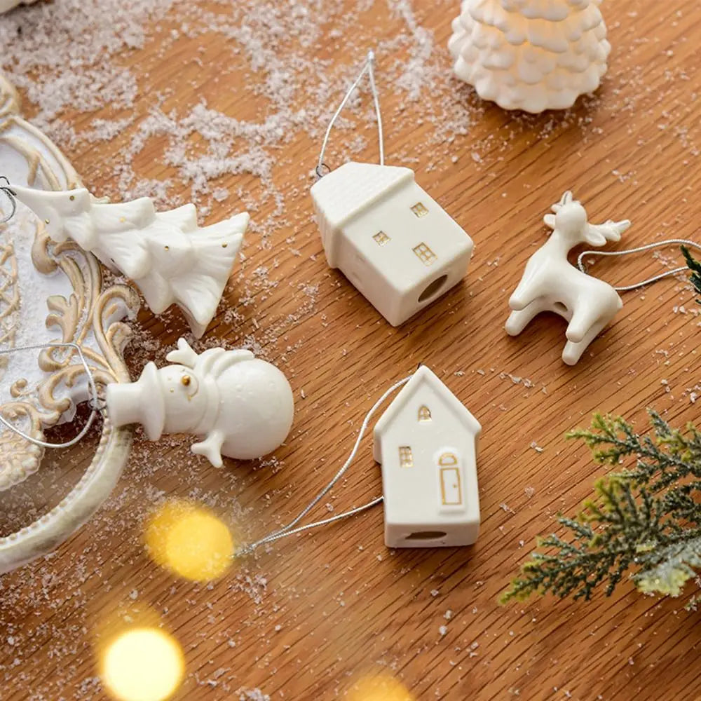 Ceramic Christmas House Pendant – Hollow Snow House Ornament Christmas Ornament Axl