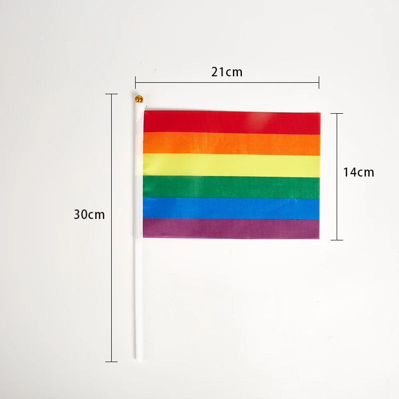 10-Pack Mini Rainbow Pride Flags with Poles – 14×21cm Mini Parade Flags Axl 10pcs