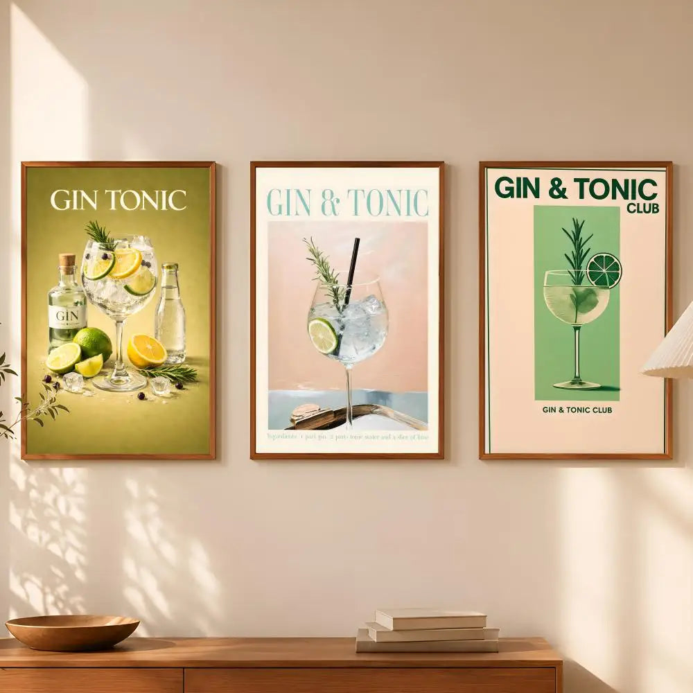 Gin & Tonic Cocktail Wall Art Poster – Self-Stick HD Waterproof Wall Art Poster Axl