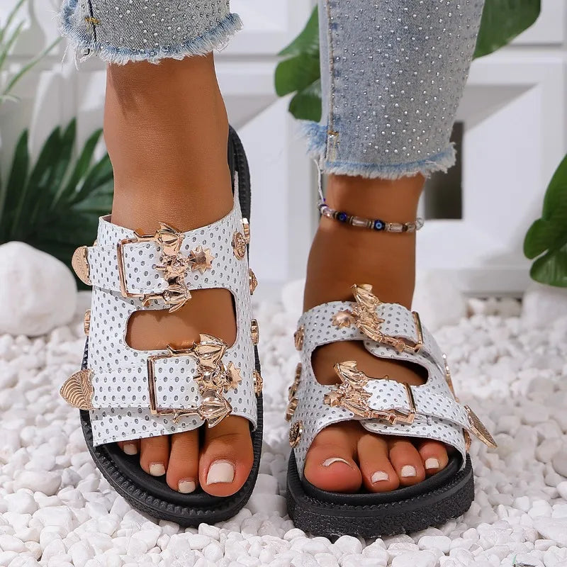 Women's Open Toe Buckle Strap Hollow Out Summer Sandals Women's Sandals Axl