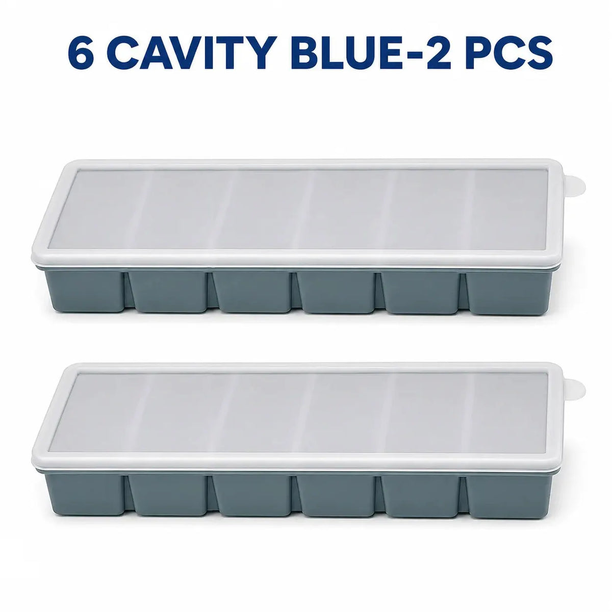 Silicone Long Ice Stick Tray with Lid – Oven Safe, Stackable Silicone Ice Tray Axl 6 Cavity Blue 2 Pcs