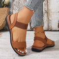 Women's Roman Flat Sandals – Elastic Slip-On Beach Shoes Women's Flat Sandals Axl Light Brown 43