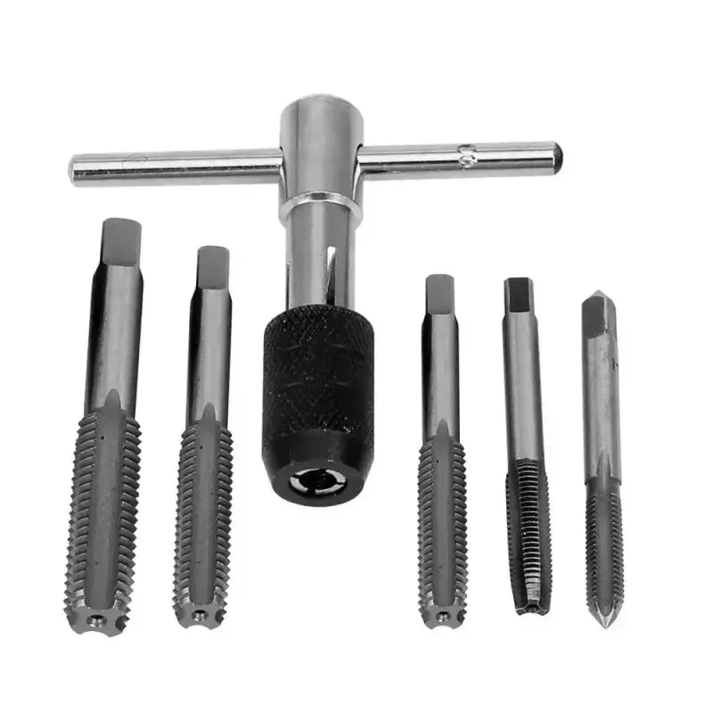 6-Piece Metric Tap Set M3–M8 with T-Handle Tap Wrench | HSS Tap & Die Set Axl