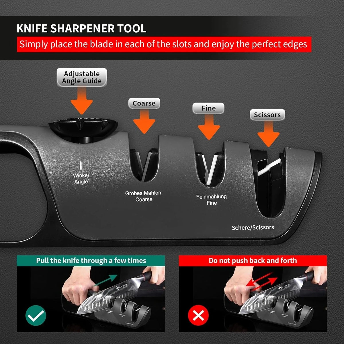 6-Stage Handheld Knife Sharpener – Coarse & Fine Sharpening Knife Sharpener Axl
