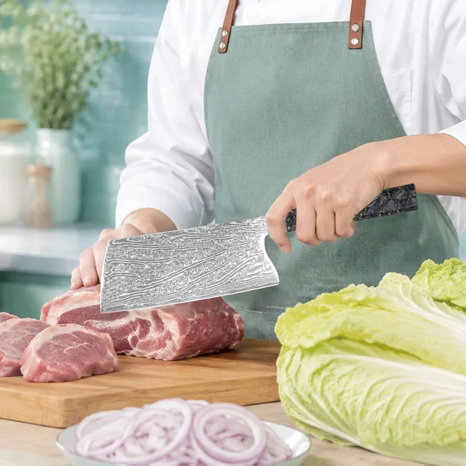 67-Layer Damascus Steel Slicing Chef Knife – 18cm Blade Damascus Chef Knife Axl