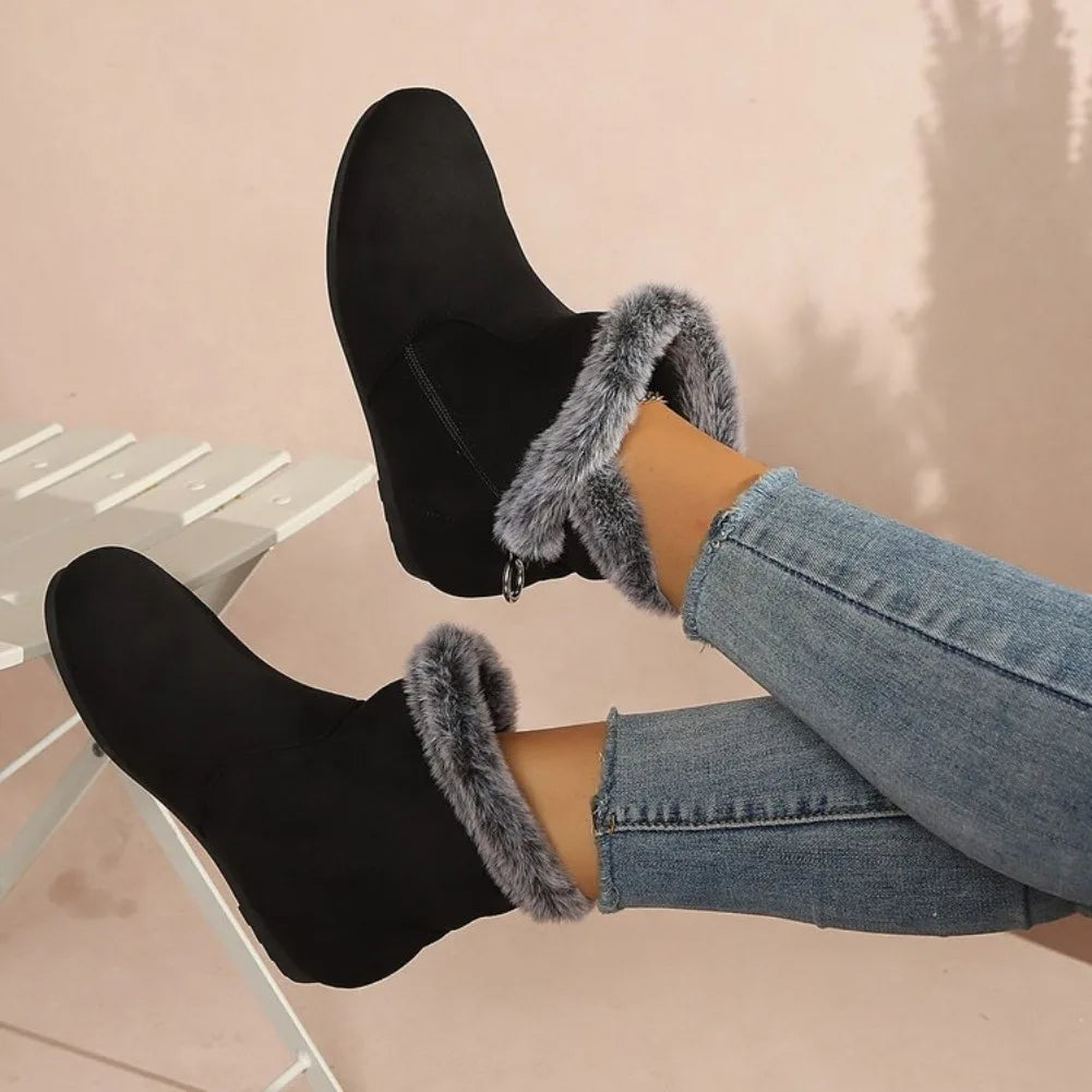 Women's Plush Snow Ankle Boots – Warm Slip-On Winter Boots Women's Snow Boots Axl
