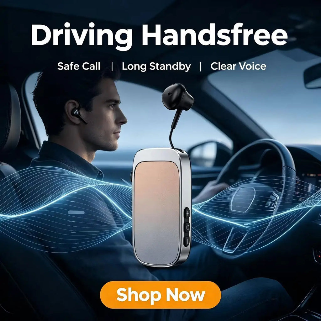 K30 Clip-On Bluetooth Earbud – Retractable Wire & Power Display Bluetooth Headset Axl