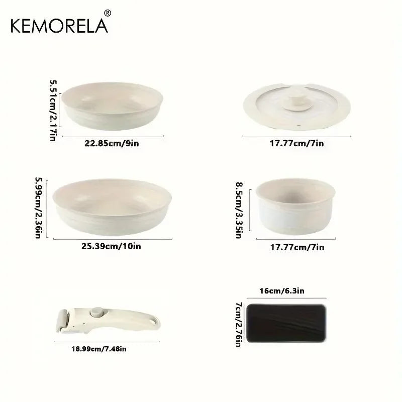 5-Piece Nonstick Ceramic Cookware Set – Detachable Handle & Induction Nonstick Cookware Set Axl