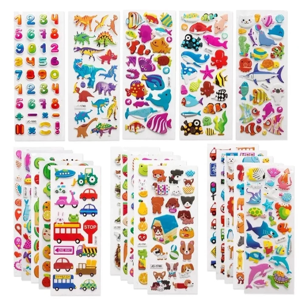 10 Sheets 3D Puffy Cartoon Stickers – Kids DIY Scrapbooking Kids Craft Stickers Axl