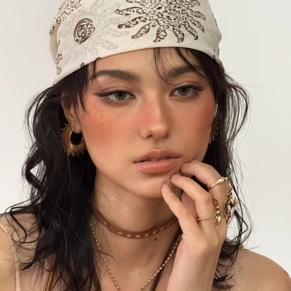 Y2K Floral Cotton Square Hair Scarf – Bandana Headwrap Hair Scarf Bandana Axl