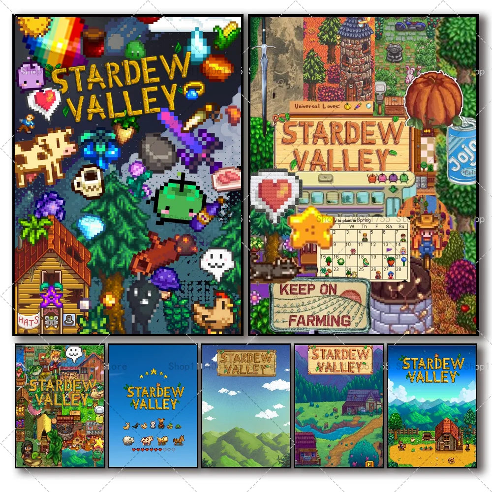 Stardew Valley Game Poster – Self-Adhesive Waterproof Wall Art Wall Art Poster Axl