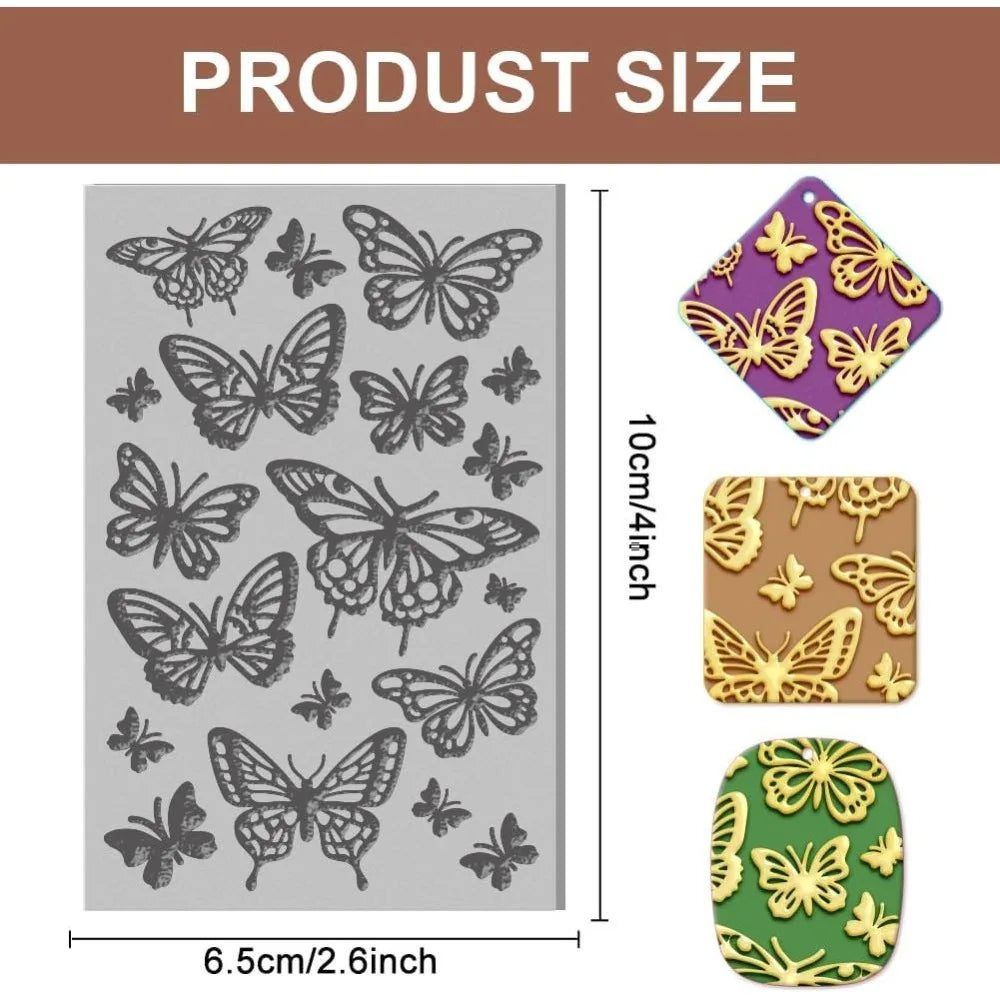 Butterfly Polymer Clay Texture Sheet – Rubber Stamp Mat for DIY Clay Texture Mat Axl