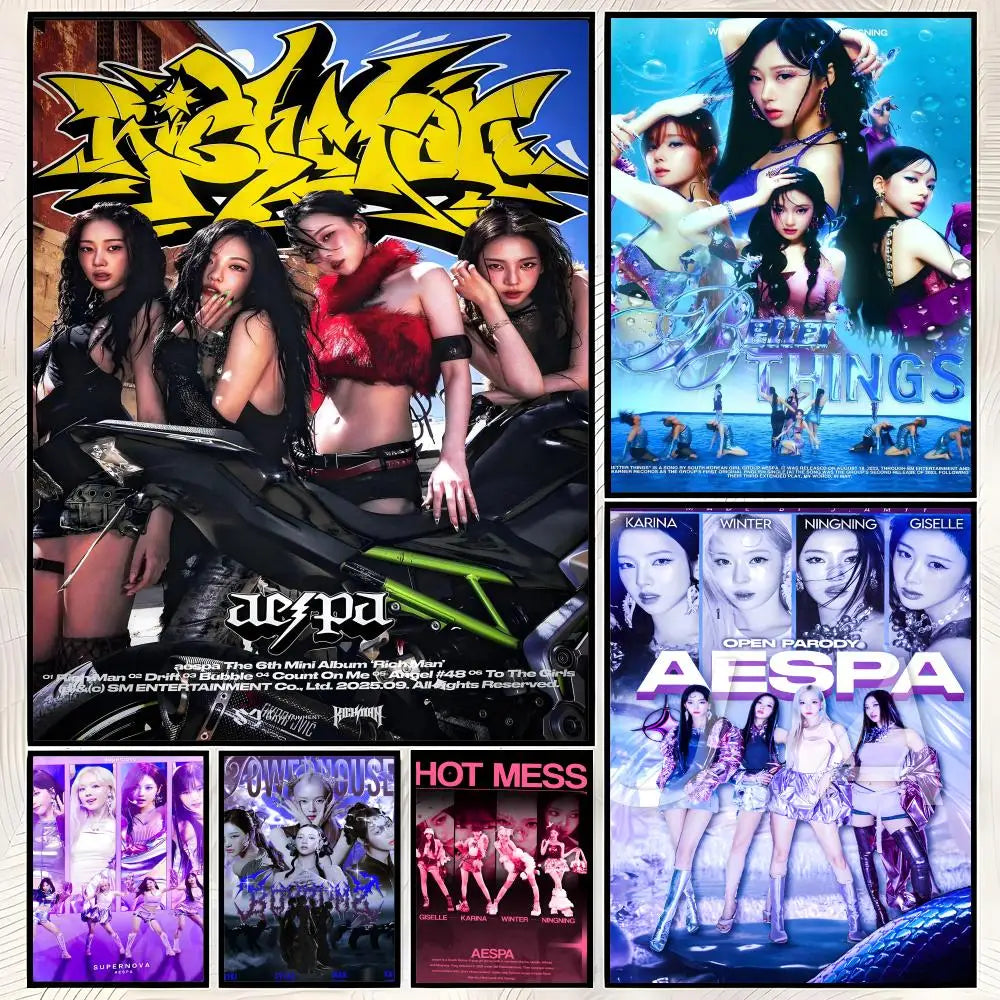 aespa HD Self-Stick Music Poster – Waterproof K-Pop Wall Art Wall Art Poster Axl