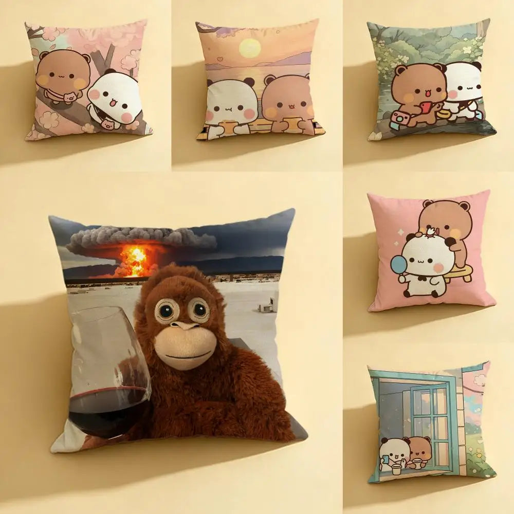 Cartoon Linen Cushion Cover Set – Sofa, Bed & Chair Decor Linen Cushion Cover Axl