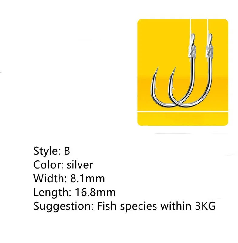 Steel Alloy Double Fishing Hooks – 20 Pack (10 Pairs) Non-Barb Fishing Hooks Axl B