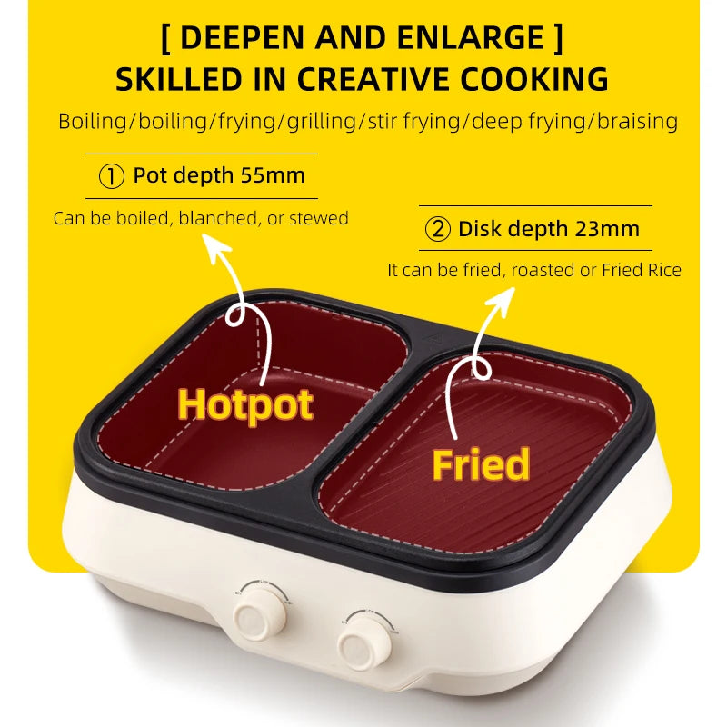 BALASHOV 2-in-1 Electric Hot Pot Grill Cooker – Non-Stick Electric Hot Pot Grill Axl