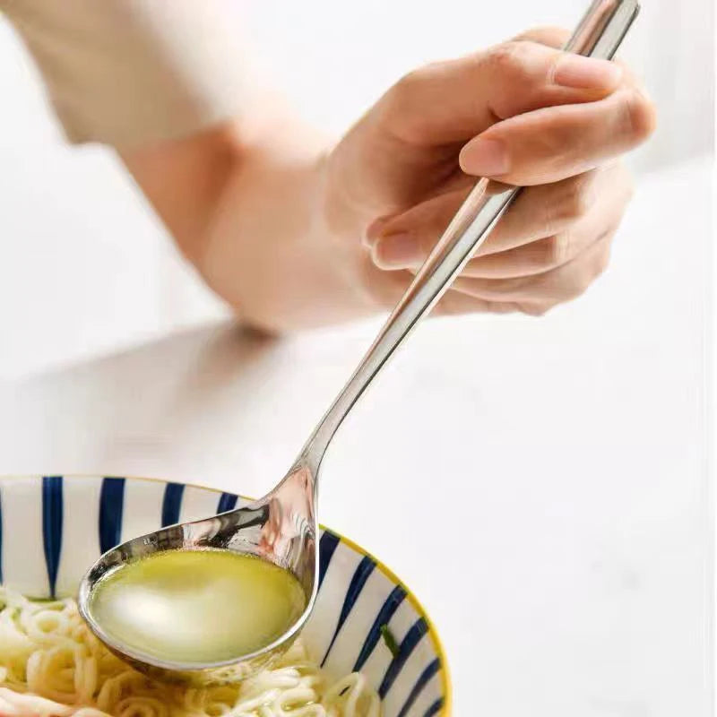 Korean Stainless Steel Soup Spoon – Long Handle Hotpot Spoon Kitchen Soup Spoon Axl