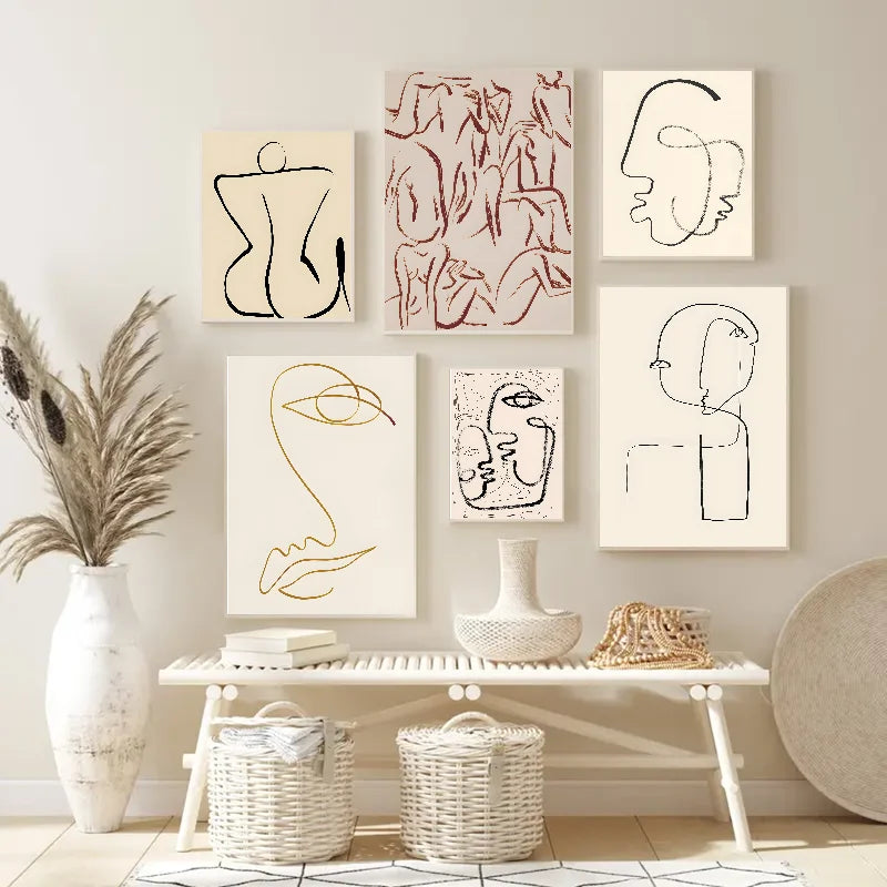 Minimalist Line Art Face Poster | Self-Adhesive Wall Decor Sticker Wall Art Poster Axl