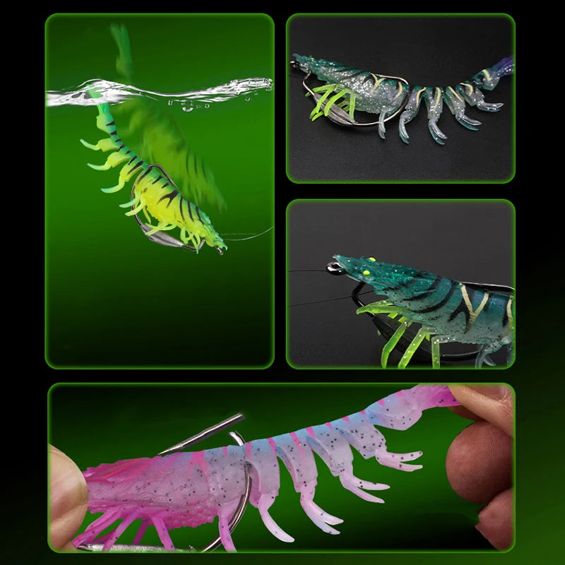 95mm TPE Squid Jig Slow Sinking Wood Shrimp Fishing Lure Squid Jig Lure Axl