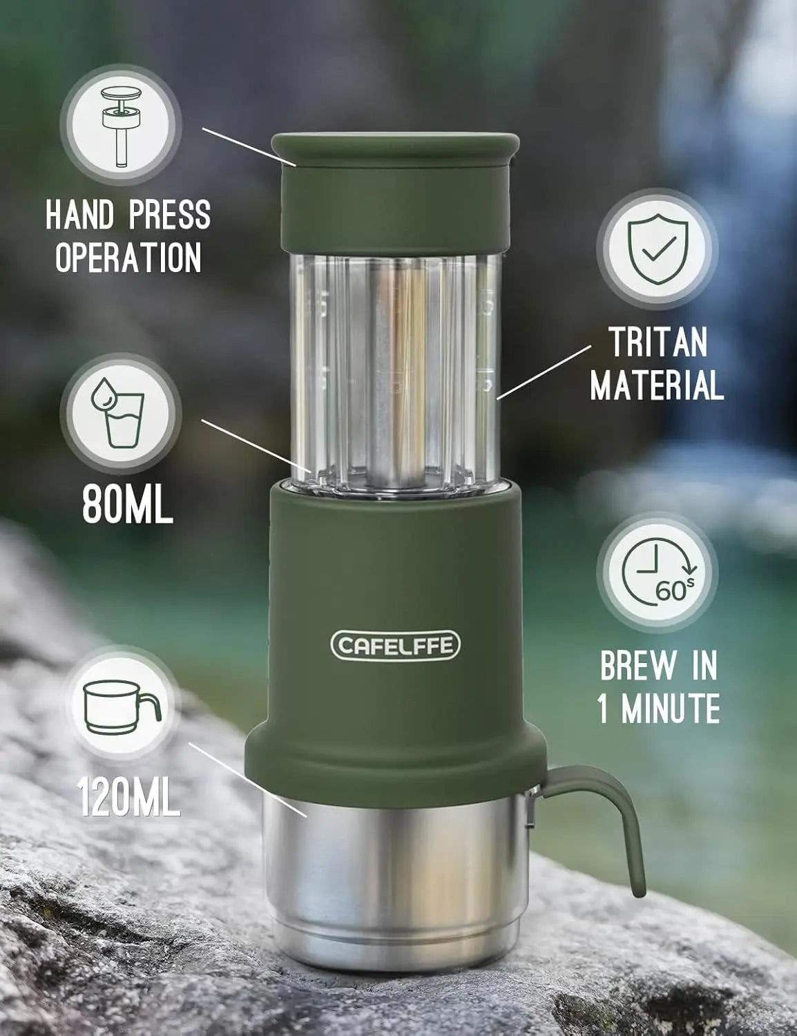CAFELFFE 2-in-1 Portable Espresso Machine for Travel & Camping Portable Espresso Machine Axl