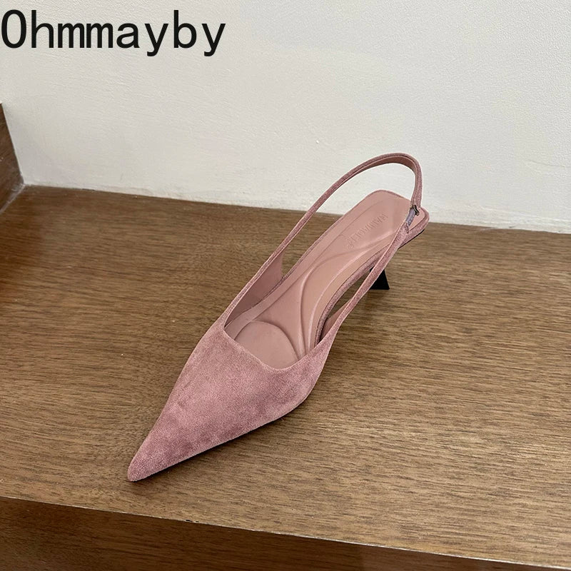 Women's Pointed Toe High Heel Slip-On Slingback Sandals High Heel Sandals Axl