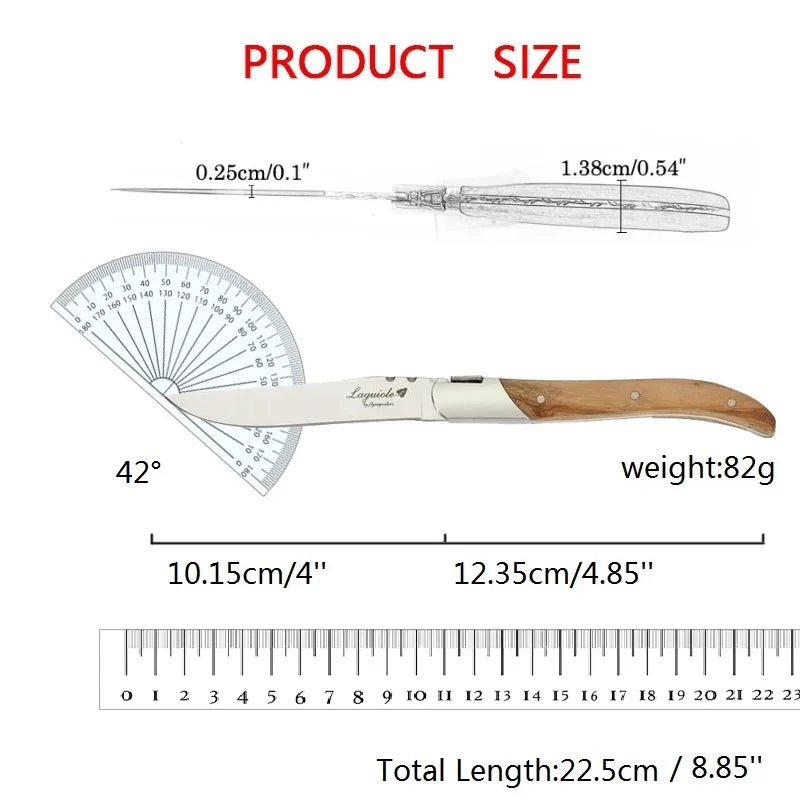 Laguiole Steak Knife Set – Olive Wood Handle, Polished Blade Steak Knife Set Axl
