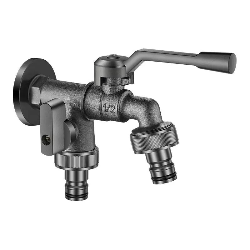 Freeze-Proof 2-Way Garden Faucet – Dual Outlet Zinc Alloy Tap Garden Faucet Axl