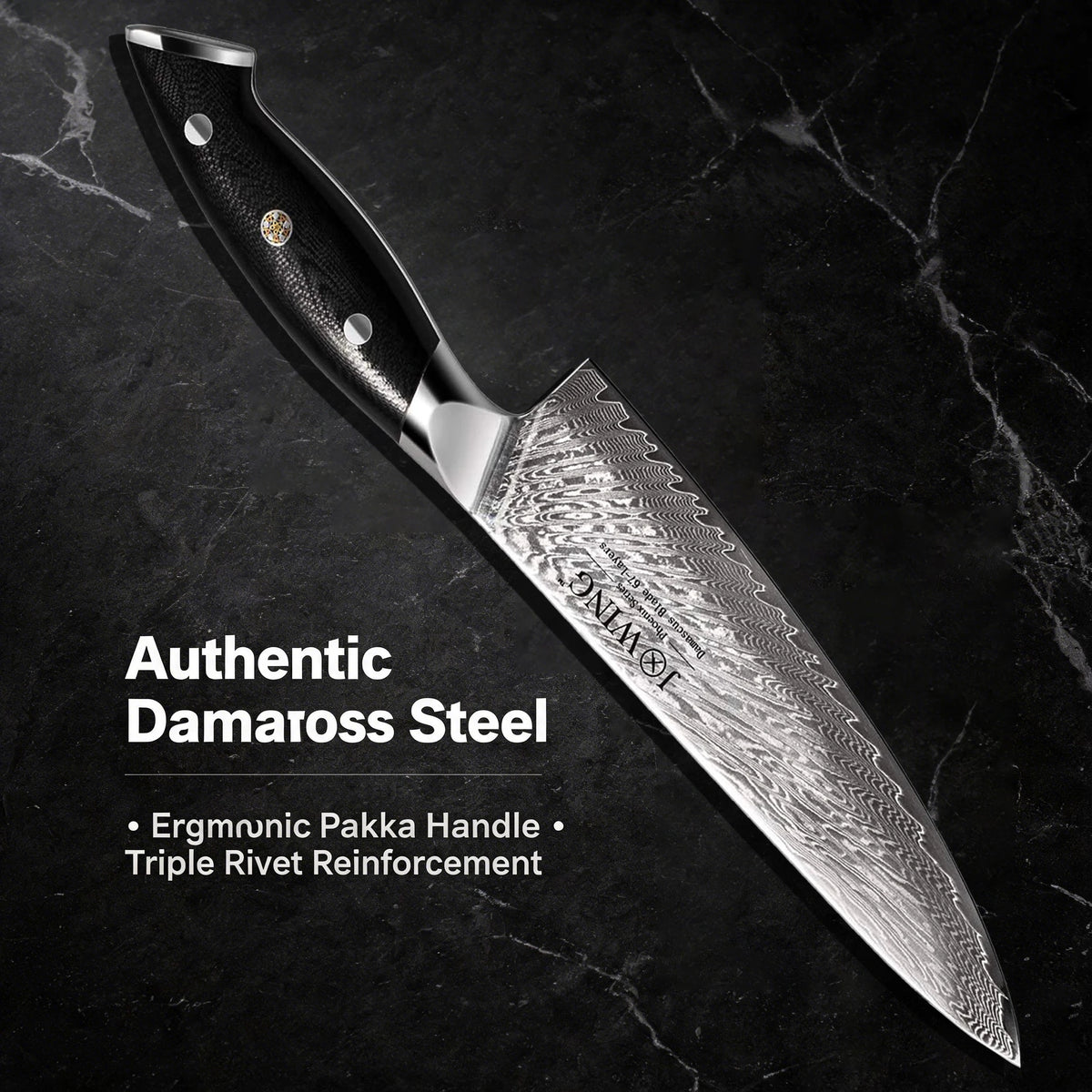 Damascus Steel Chef Knife 20cm – Wood Handle & Gift Box Damascus Chef Knife Axl